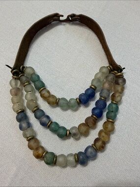 3 Strand Multicolor Recycled Glass Bead Necklace